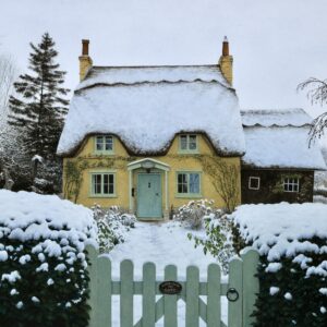 "Winter at Rose Cottage" original watercolor painting