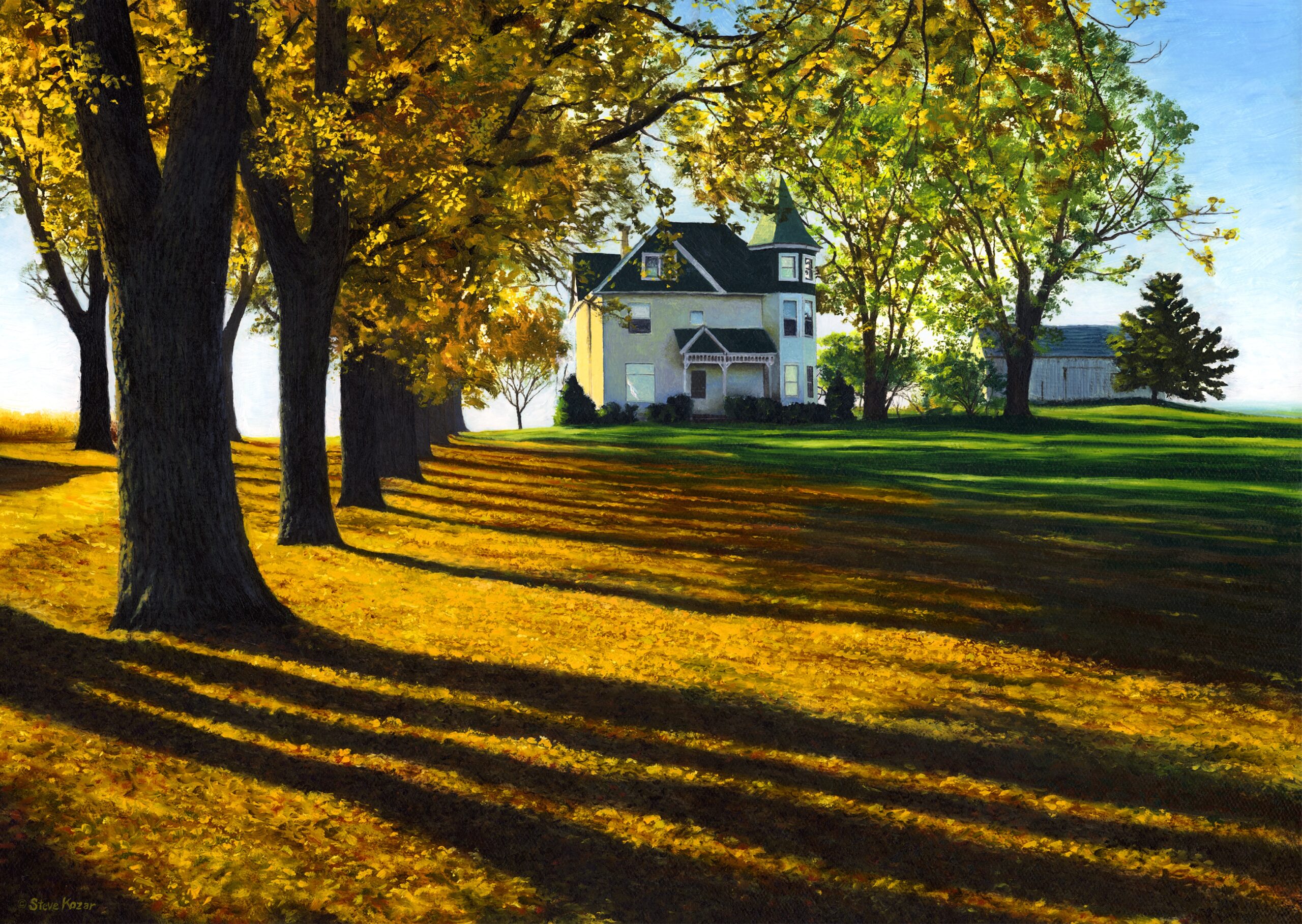 "Autumn Leaves-Long Sgadows" Oil Signed and Numbered Print