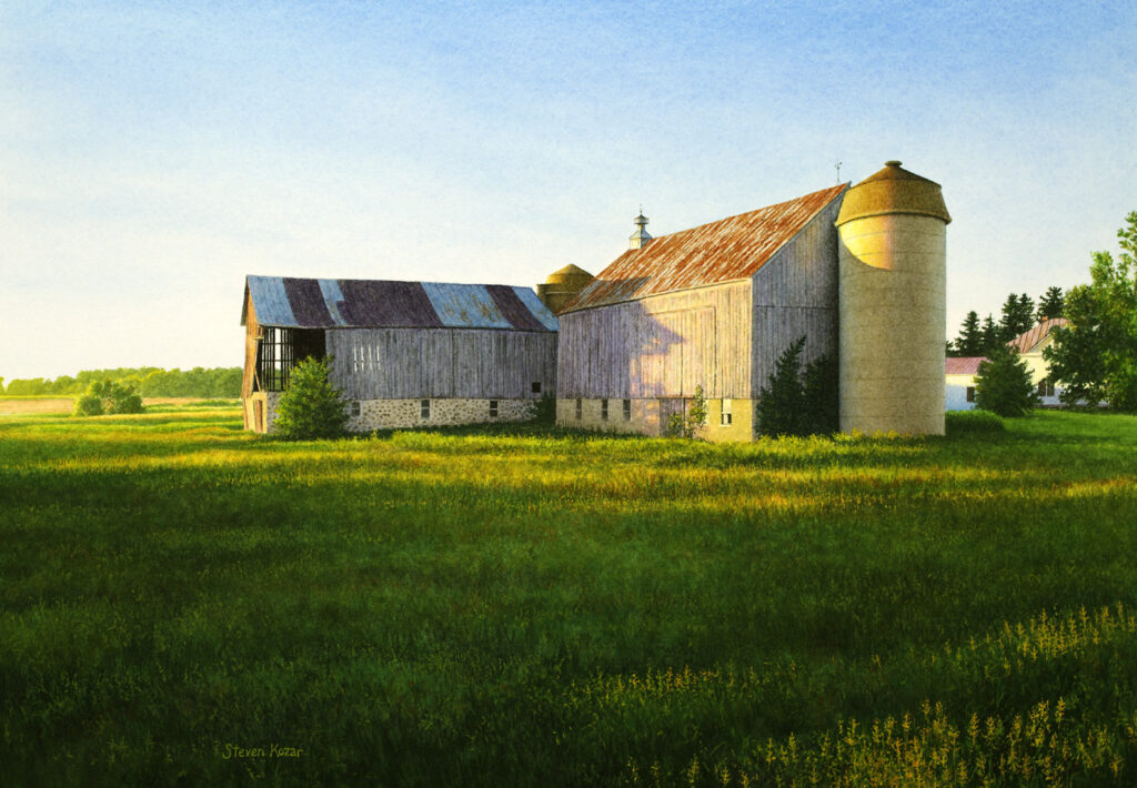 "Gray Barns in Late Summer" Watercolor Open Edition Print