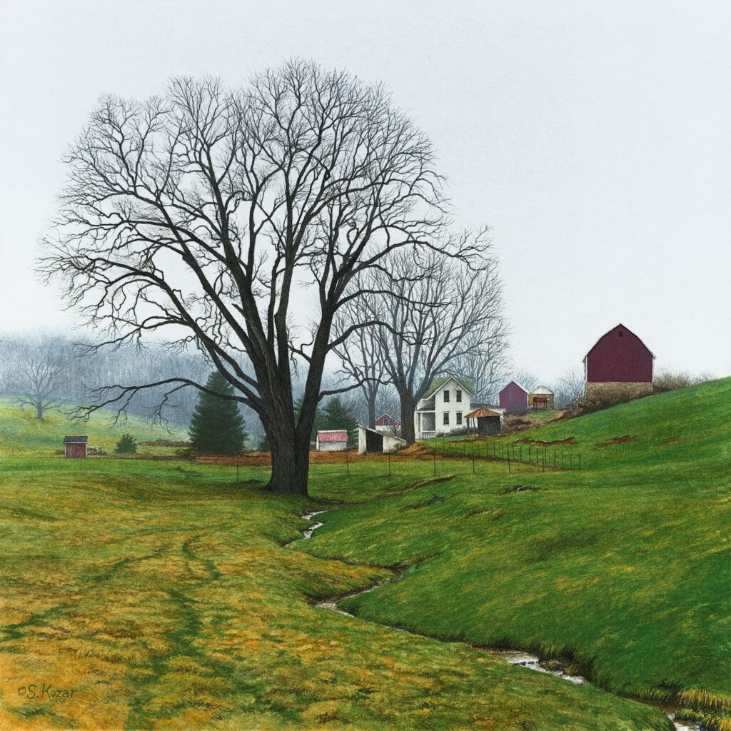 "Misty Morning-Spring Farm" Watercolor Signed and Numbered Print