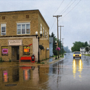 "Rainy Street Scene In Summer" Watercolor Open Edition Print
