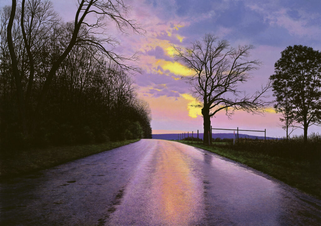 "Dusk on Rainy Orchard Road" Acrylic Open Edition Print