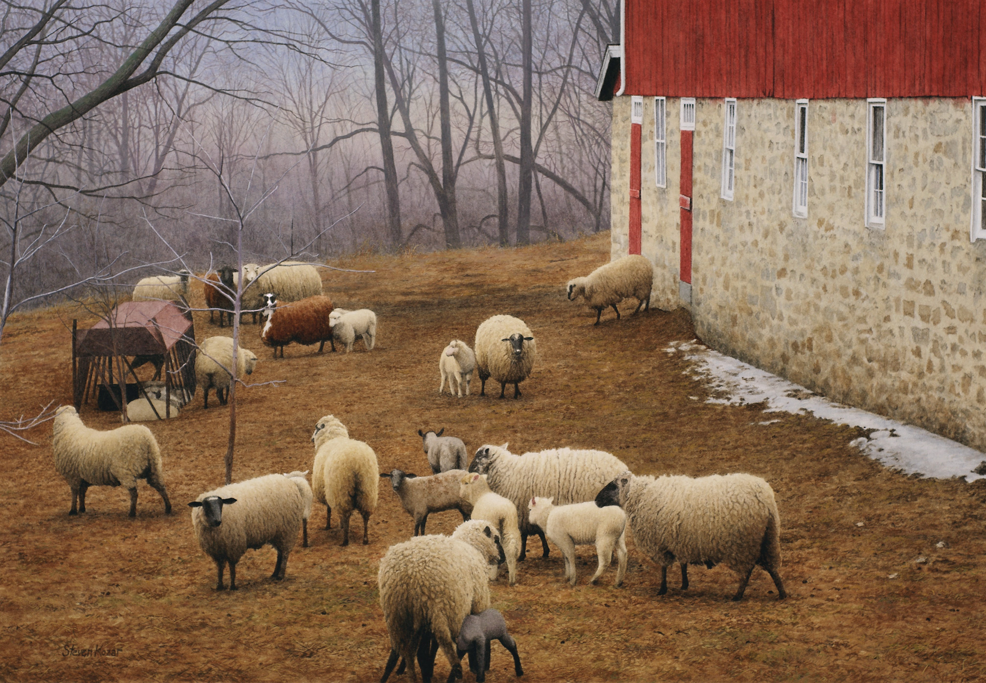 "Sheep On Misty Morning" Watercolor Open Edition Print