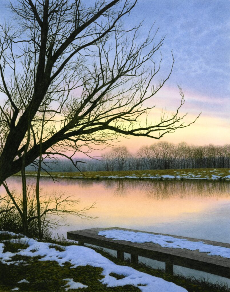 "Winter's End-River Sunset" Watercolor Open Edition Print